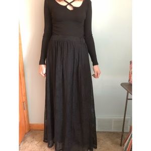 Black Maxi Skirt with Lace